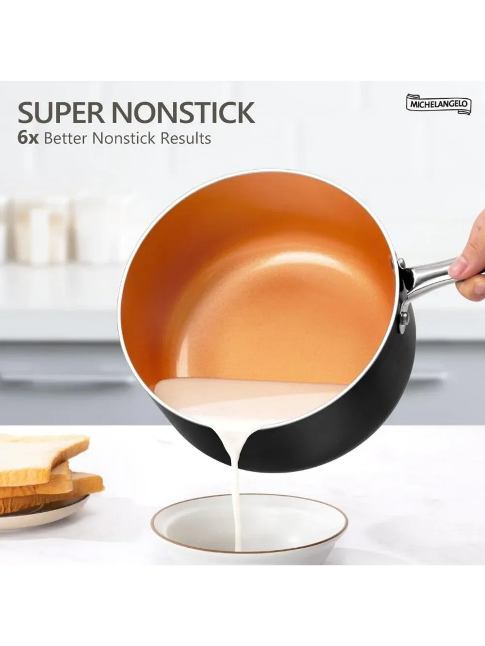 1 Quart Nonstick Ceramic Saucepan with Lid - Ultra Durable Small Cooking Pot